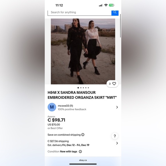 Black Chic Embroidered Organza Western Skirt with Ruffle Detail (Size Medium) - Picture 5 of 5